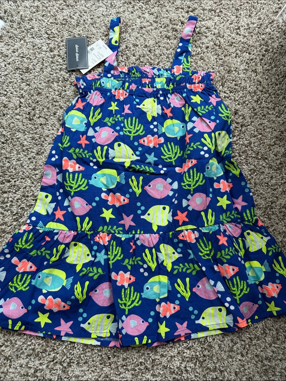NWT Gymboree Girls' Navy Tropical Fish Splish Splash Ruffle Skirted Dress size 6